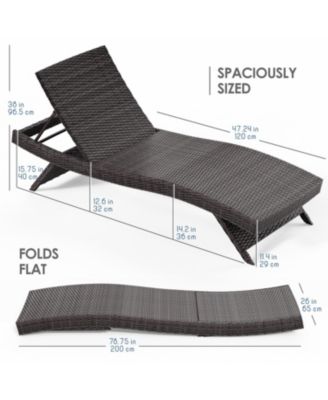 Outdoor Patio Chaise Wicker Lounge Chair with Reclining Backrest - Set of 2