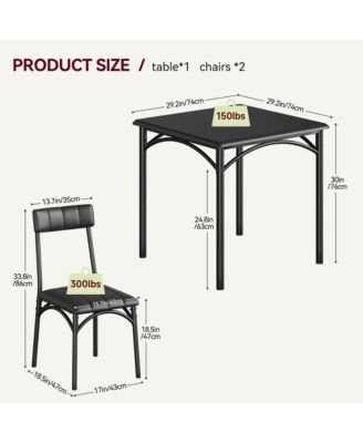 Dining Table Set Breakfast Nook with 2 Chairs Kitchen Dining Room Table Set for Dining Room, Dinette Compact Space-Saving,Metal Steel Frame