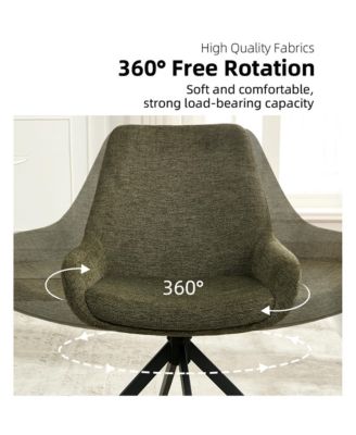 Linen Upholstered Swivel Side Chair, Mid Century Modern Dining Chairs with Metal Frame, Set of 1