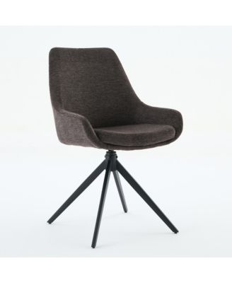 Linen Upholstered Swivel Side Chair, Mid Century Modern Dining Chairs with Metal Frame, Set of 1