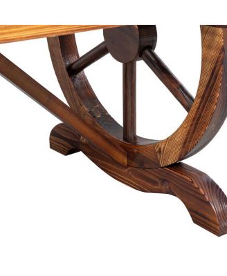 2-Person Garden Bench, Outdoor Wagon Wheel Porch Bench for Backyard Patio Garden