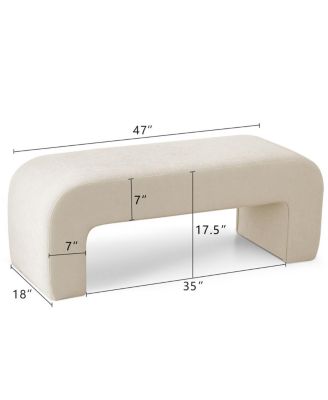 47" Upholstered Scroll Velvet Waterfall Bench/Chenille Entryway Bench-