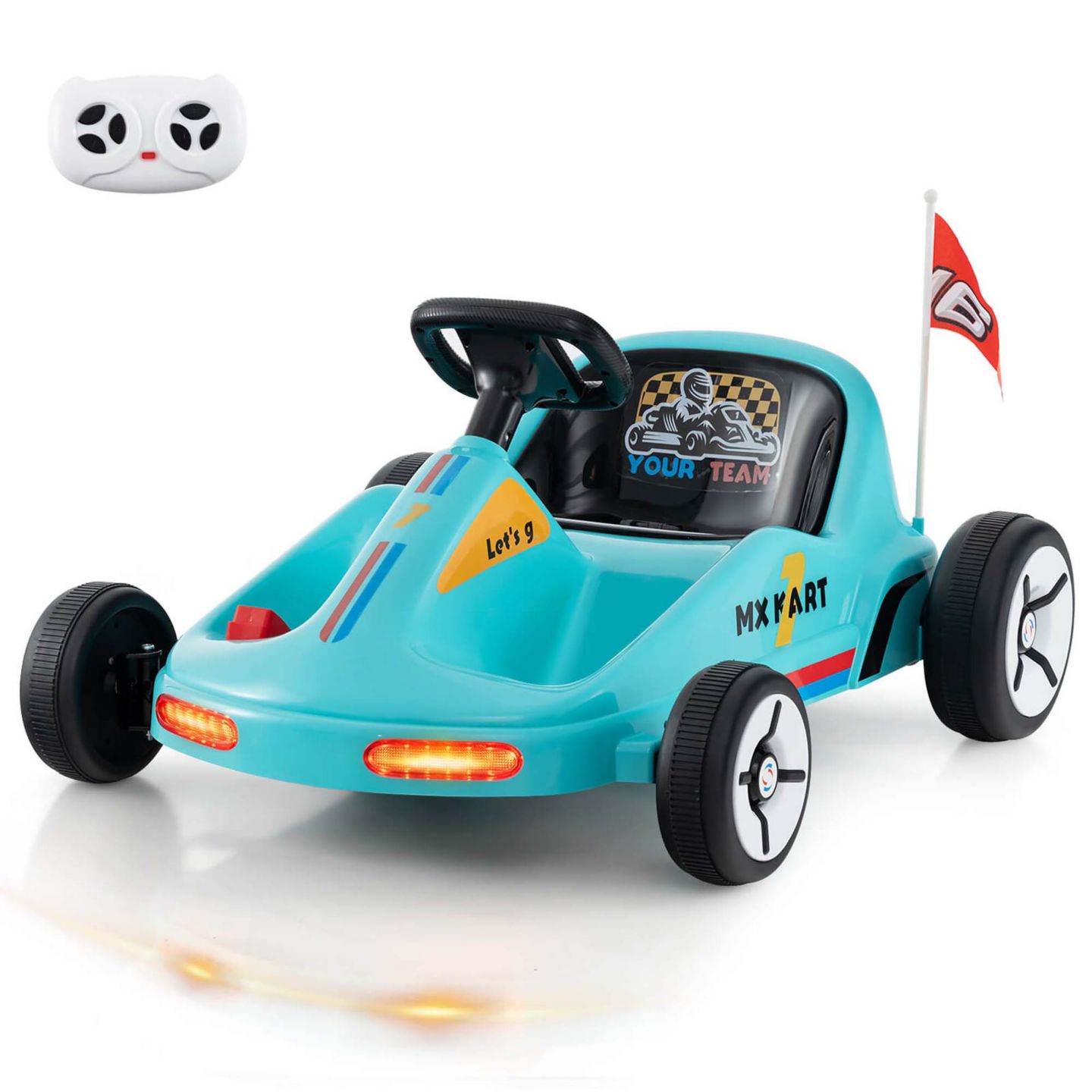 Детская игрушка Costway 12V 7AH Battery-Powered Electric Go Kart with Remote Control and Dual Motors, 66 lb. Capacity, Ages 3+, цвет: Синий — фото 1