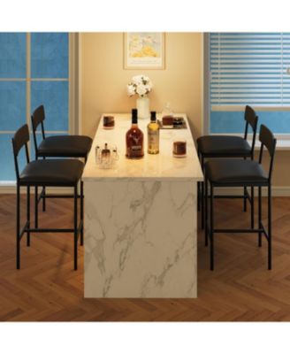 Bar Stools Set of 4, Upholstered Counter Height Bar Stools with Backrest and Footrest, Kitchen Barstools for Island, Counter Bar, Easy Assembly