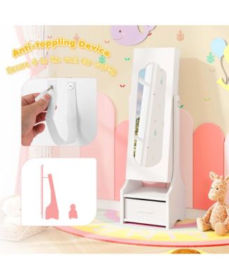 Kids Vanity Set Princess Makeup Dressing Table & Chair Set with Jewelry Armoire