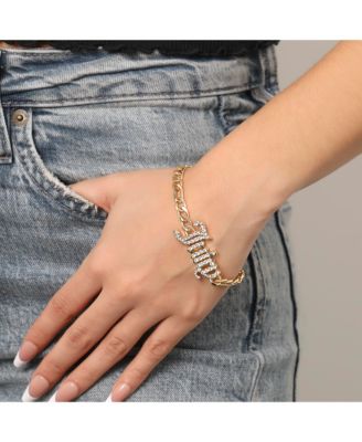 Crystal Script Logo Chain Bracelet