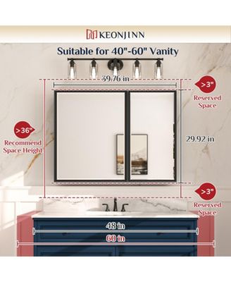 40'' W 30'' H Framed Medicine Cabinet with Mirror and 3 Adjustable Shelves