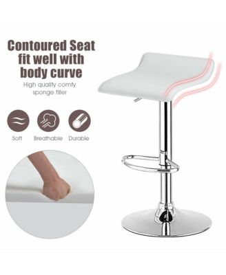 Set of 4 Swivel Bar Stool PU Leather Adjustable Kitchen Counter Bar Chair White