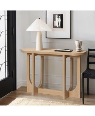 Natural Finish MDF Wood 47-Inch Long Oval Console Table