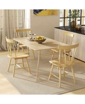 Dining Chairs Set of 2 Windsor Chairs Wood Armless Chairs with Solid Rubber Wood