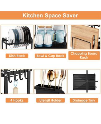2-Tier Dish Drying Rack for Kitchen Dish Rack with Utensil Holder Bowl Rack Dish Rack