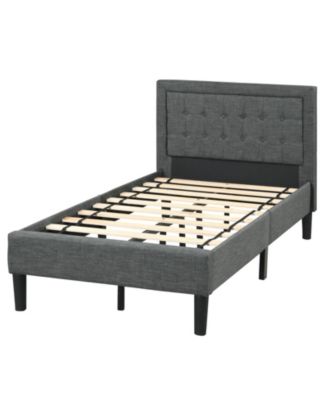 Twin Size Upholstered Bed Frame with Button Tufted Headboard
