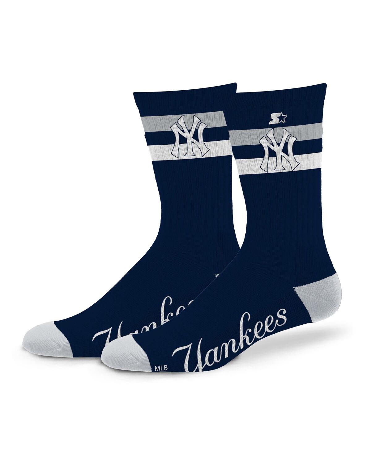 Men's and Women's New York Yankees Team Color Two-Stripe Crew Socks - Navy