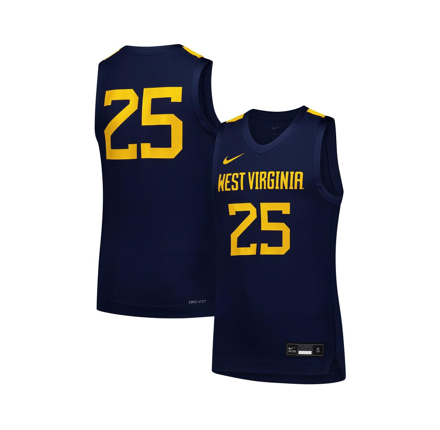 Big Boys and Girls 25 Navy West Virginia Mountaineers Replica Basketball Jersey