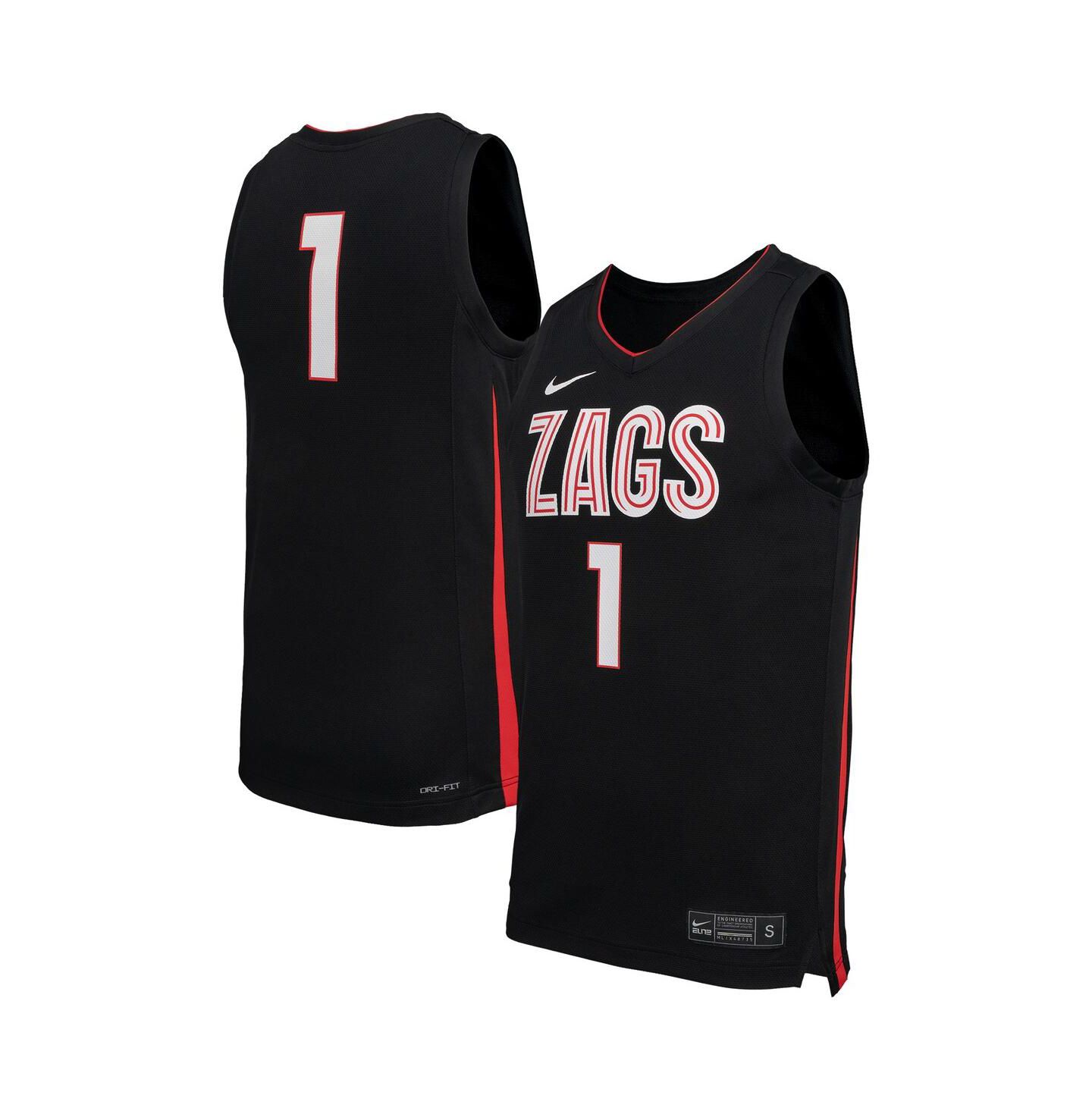 Мужской топ Nike Black Gonzaga Bulldogs Replica Basketball Jersey — фото 1