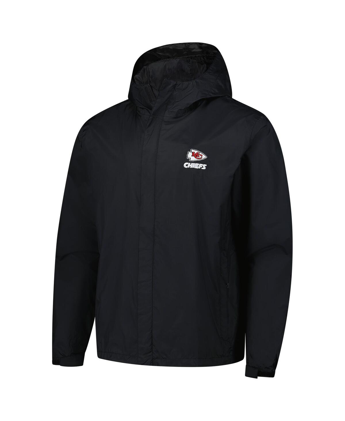 DUNBROOKE MEN'S BLACK KANSAS CITY CHIEFS TROPIC WATERPROOF PACKABLE FULL-ZIP HOODIE JACKET 