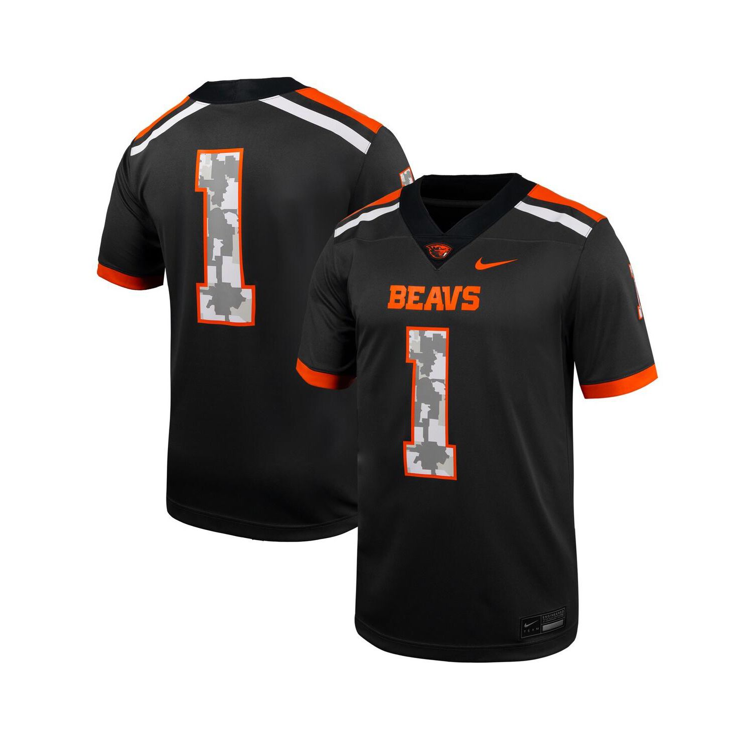 Men's 1 Anthracite Oregon State Beavers Untouchable Replica Football Jersey
