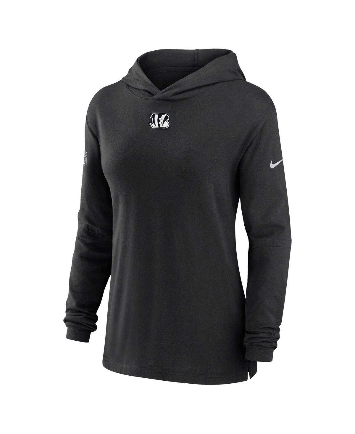 Nike Black Cincinnati Bengals Sideline Performance Long Sleeve Hoodie T-shirt In Black