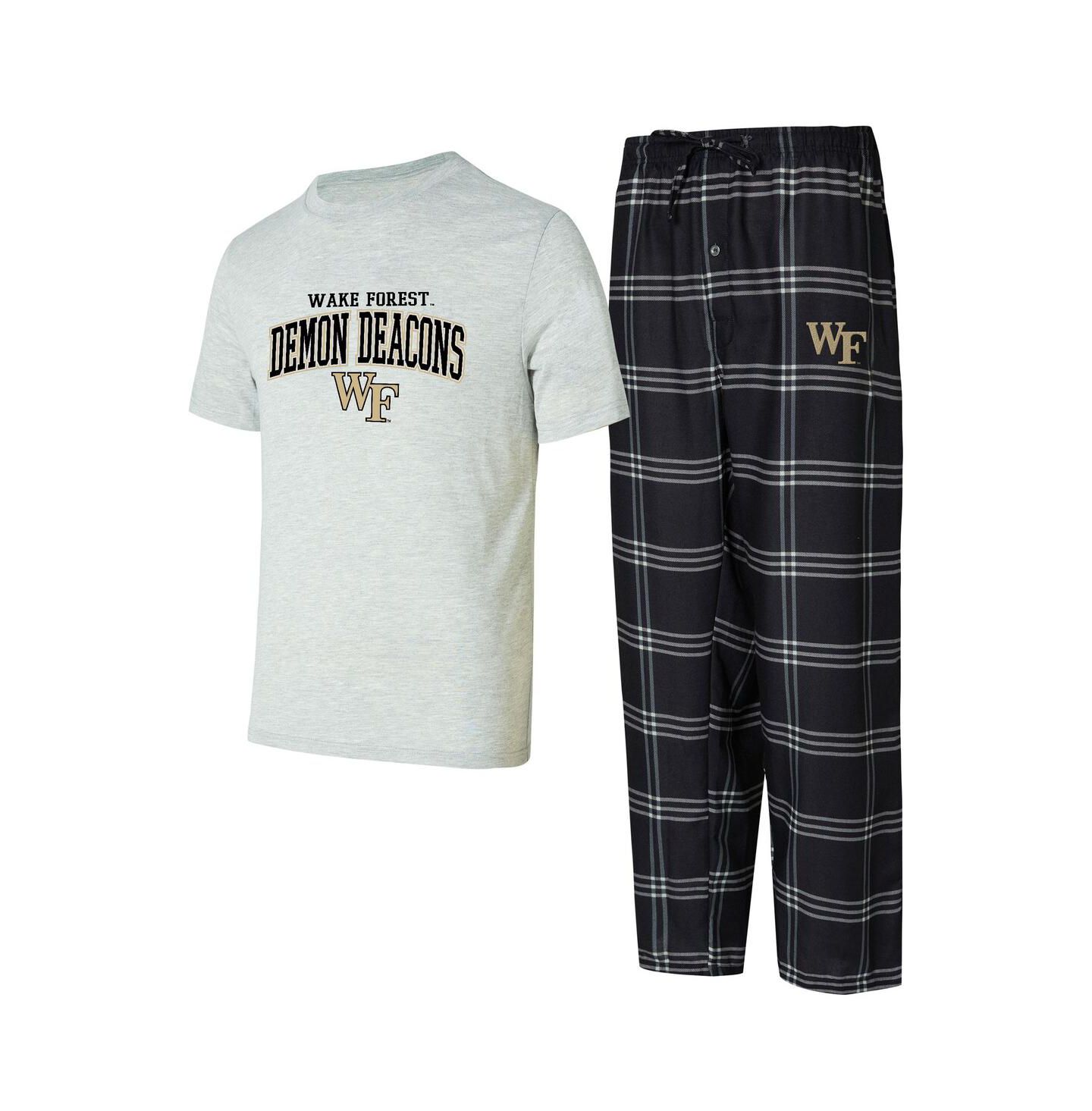 Мужские пижамы Concepts Sport Black/Gray Wake Forest Demon Deacons T-Shirt Pants Sleep Set — фото 1