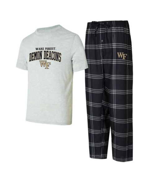 Мужские пижамы Concepts Sport Black/Gray Wake Forest Demon Deacons T-Shirt Pants Sleep Set