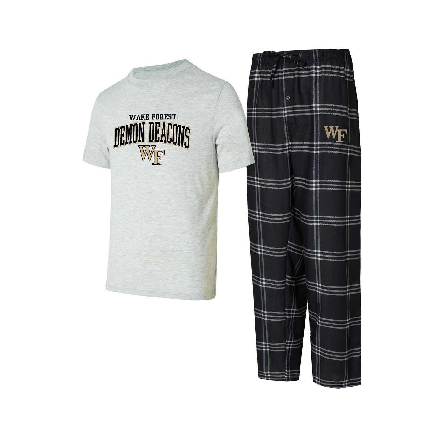 Men's Black/Gray Wake Forest Demon Deacons T-Shirt Pants Sleep Set