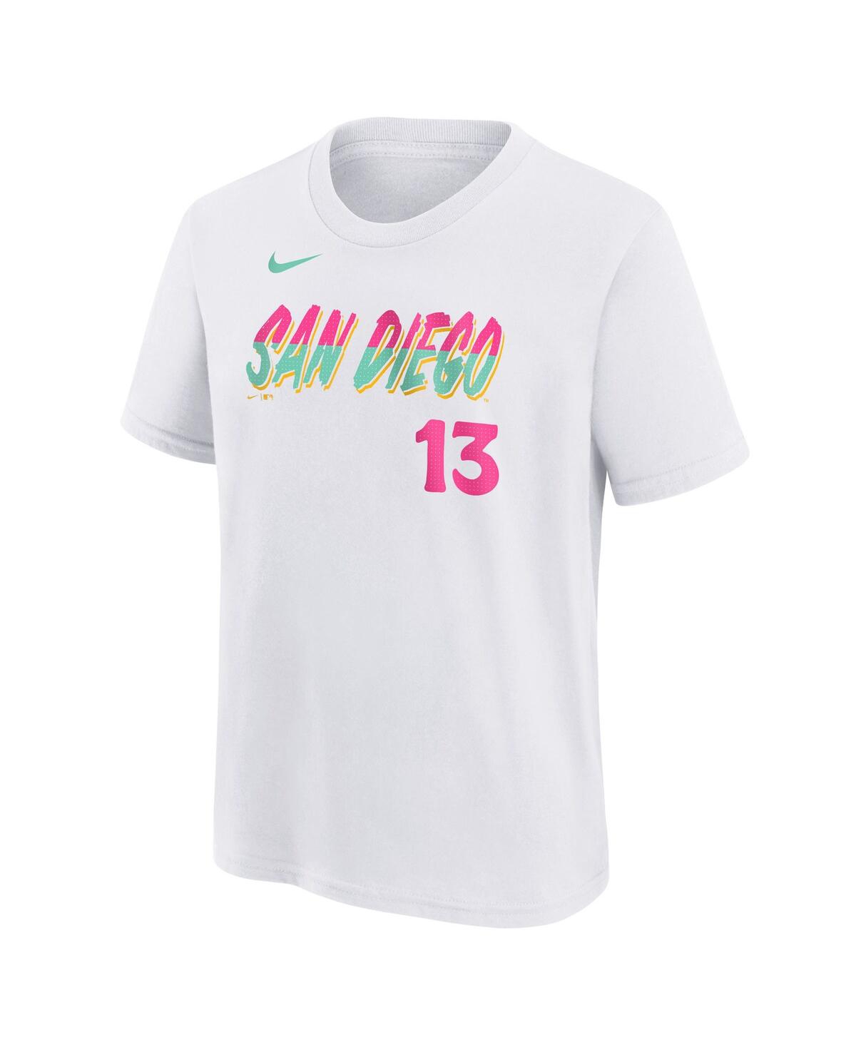 Nike Big Boys And Girls Manny Machado White San Diego Padres Fuse City Connect Name Number T-shirt In White