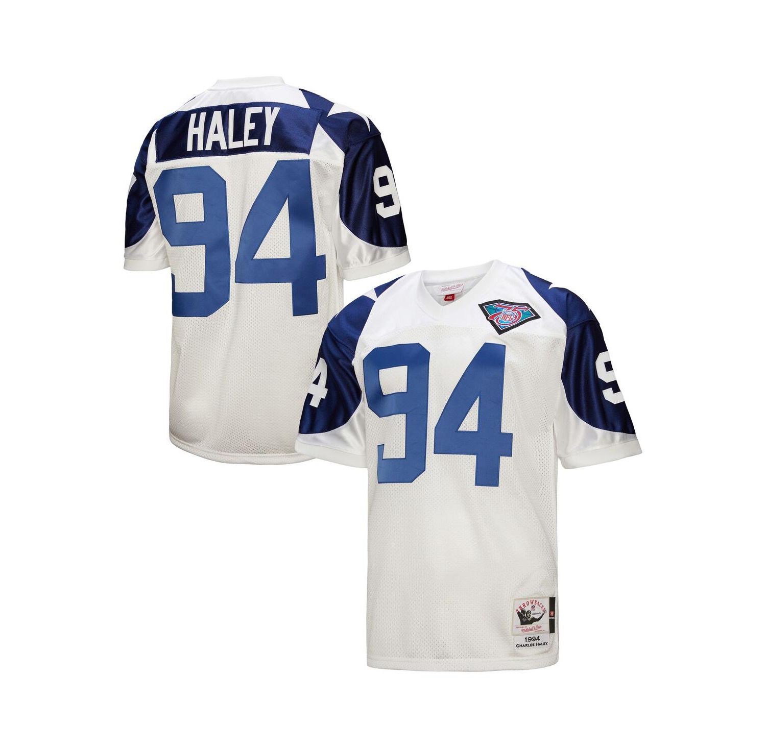 Men's Charles Haley White Dallas Cowboys 1994 Authentic Throwback Retired Player Jersey