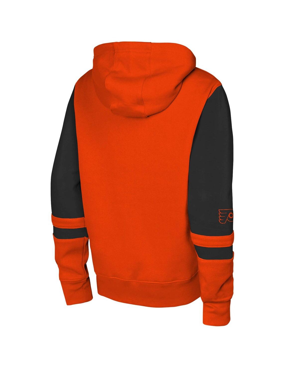 OUTERSTUFF BIG BOYS AND GIRLS ORANGE PHILADELPHIA FLYERS FACE OFF FULL-ZIP HOODIE