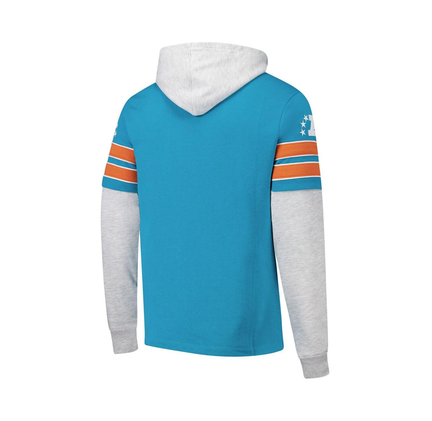 '47 Men's Aqua Miami Dolphins Throwback Double Header Blitz Cornerback Pullover Hoodie