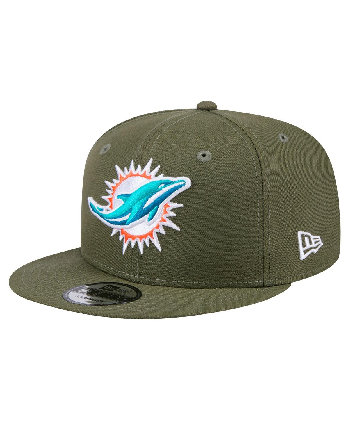 NEW ERA MEN'S OLIVE MIAMI DOLPHINS MAIN 9FIFTY SNAPBACK HAT 