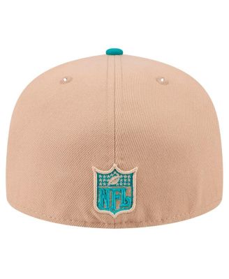 Men's Tan, Aqua Miami Dolphins Throwback Logo Main 59FIFTY Fitted Hat