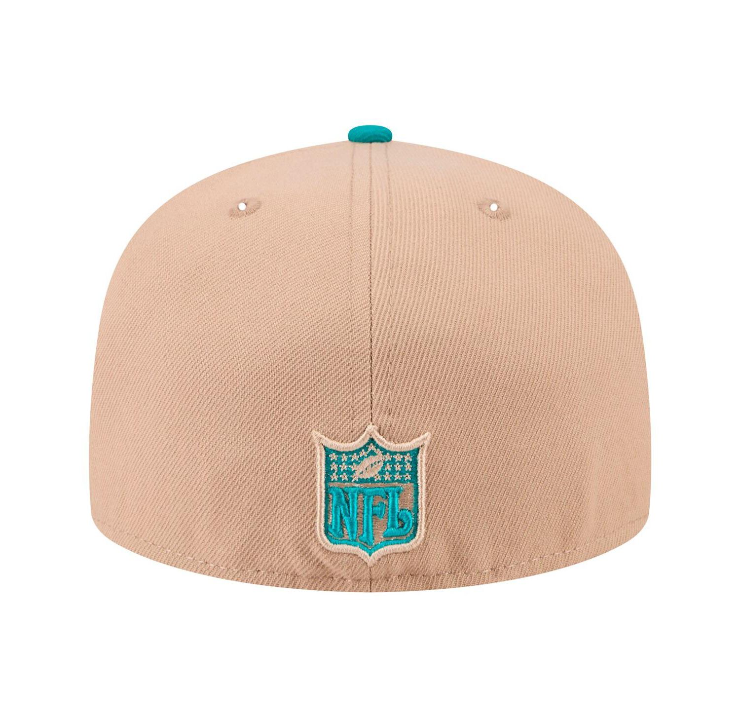 Men's Tan, Aqua Miami Dolphins Throwback Logo Main 59FIFTY Fitted Hat