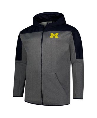Men's Navy, Gray Michigan Wolverines Big Tall Pieced Full-Zip Hoodie Jacket