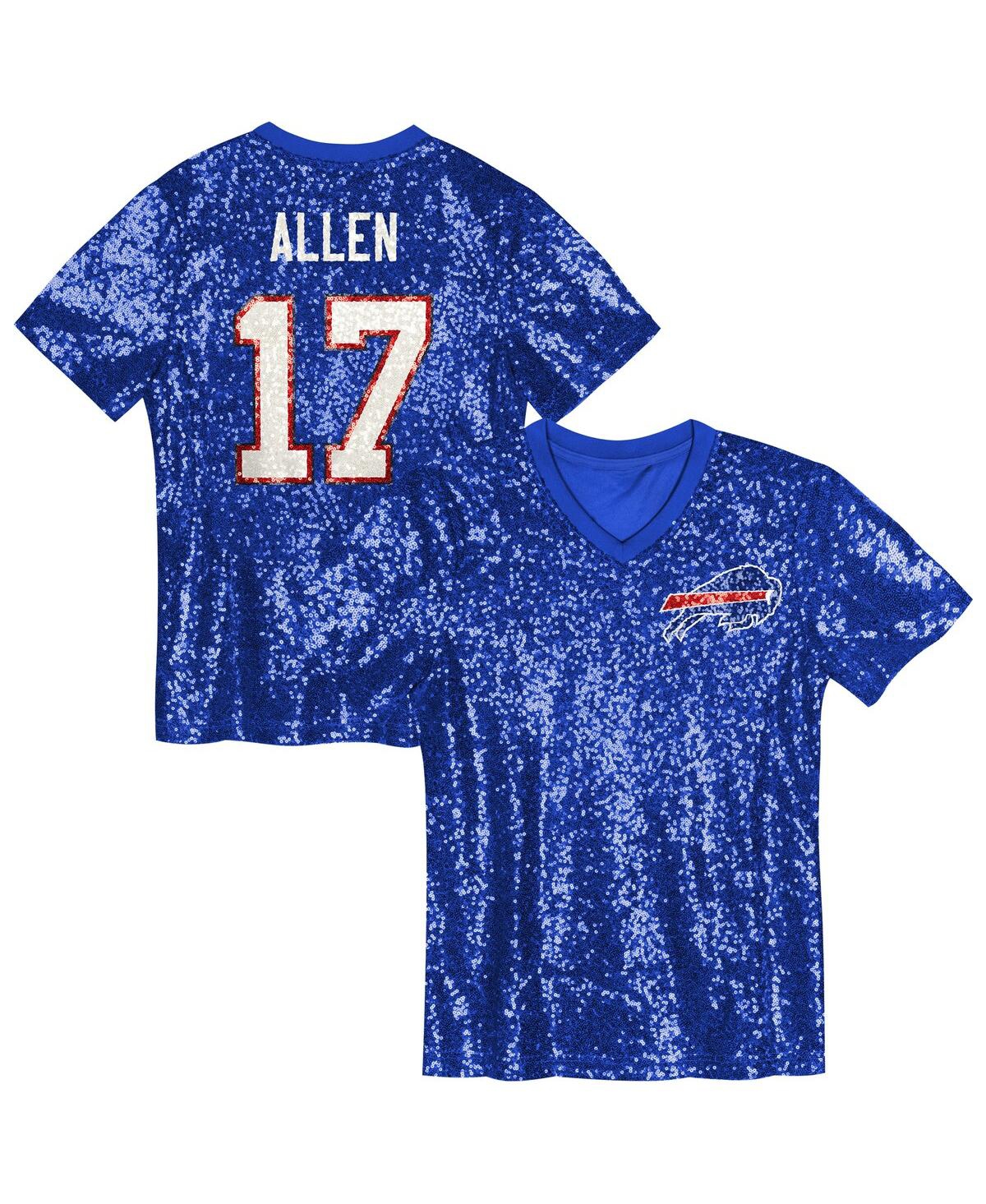 Outerstuff Big Girls Josh Allen Royal Buffalo Bills Sequin V-Neck Fashion Jersey - Royal