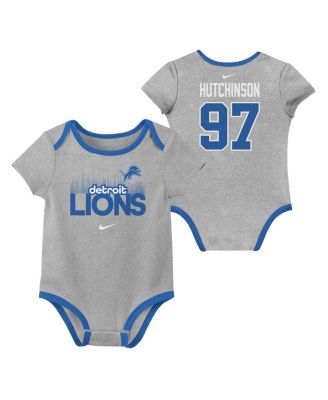 Big Boys and Girls Aidan Hutchinson Detroit Lions Name Number 3-Pack Bodysuit Set