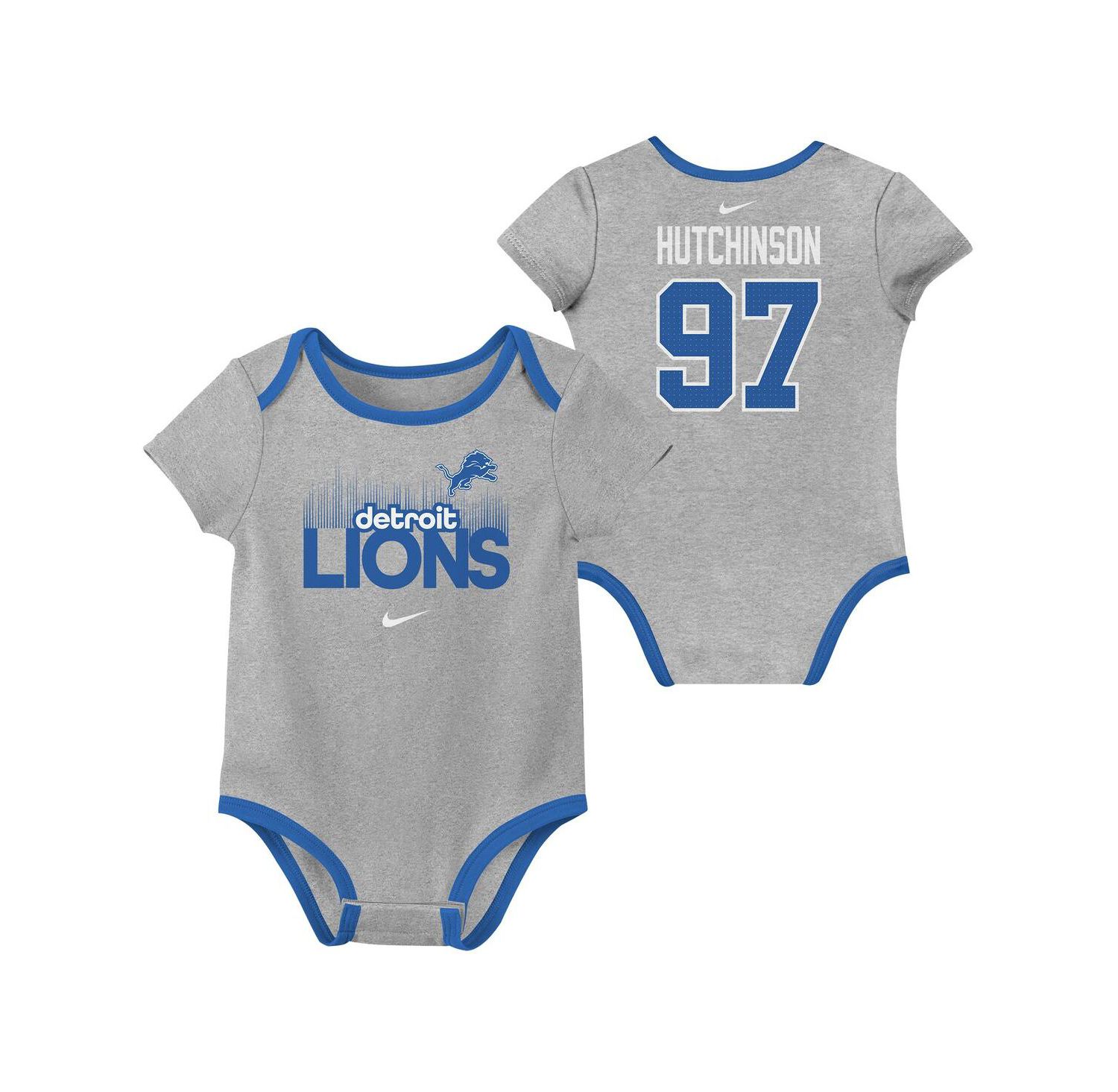Baby Boys and Girls Aidan Hutchinson Detroit Lions Name & Number 3-Pack Bodysuit Set