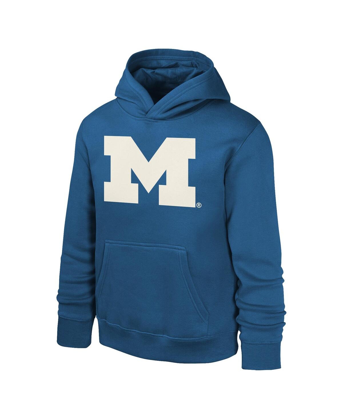 Outerstuff Big Boys And Girls Navy Michigan Wolverines Team Banner Fleece Pullover Hoodie In Navy