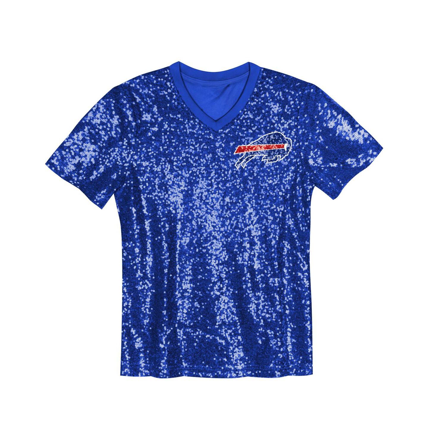 Детское джерси Outerstuff Big Girls Josh Allen Royal Buffalo Bills Sequin V-Neck Fashion Jersey — фото 3