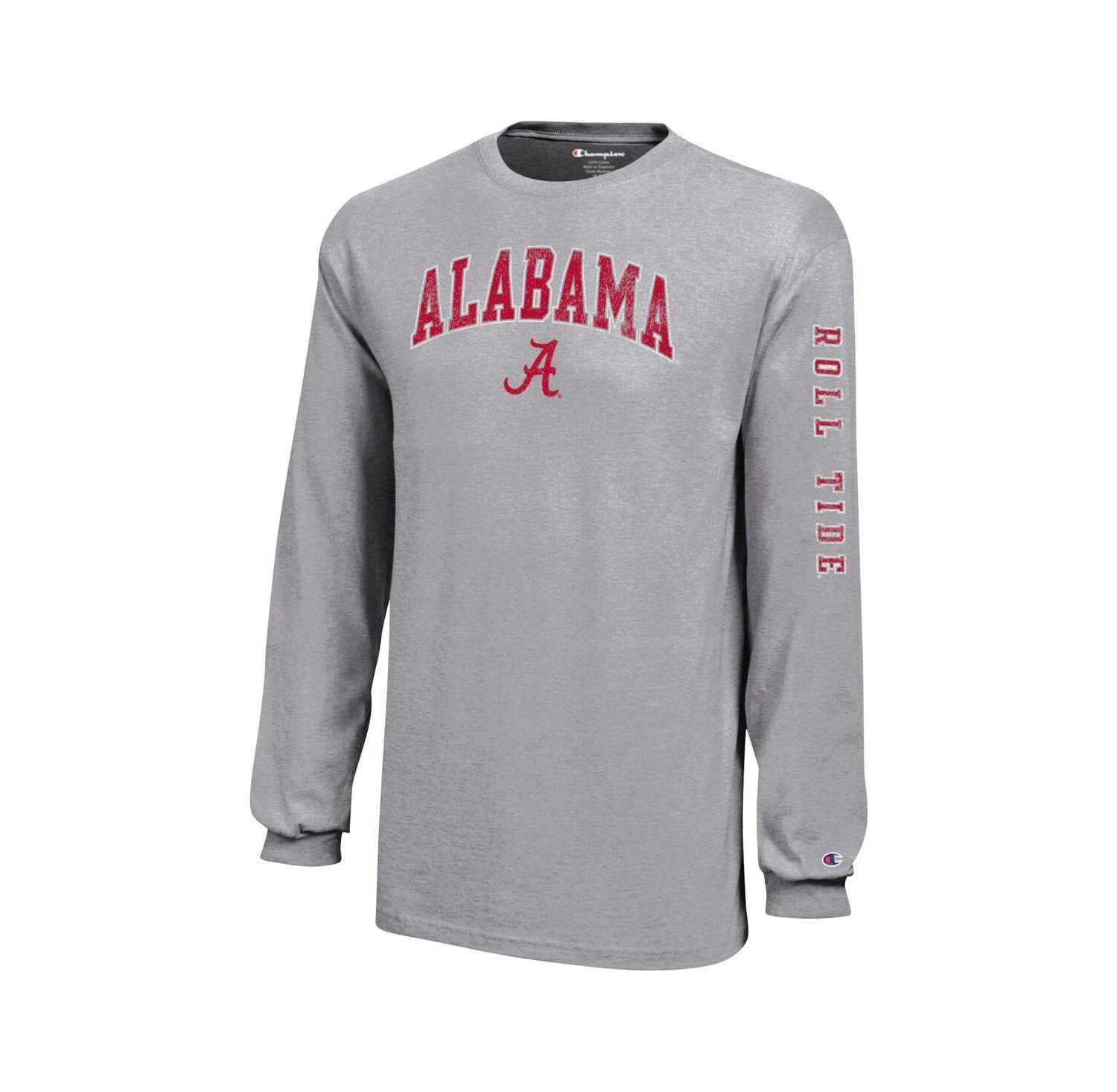 Big Boys and Girls Gray Alabama Crimson Tide Distressed Arch Over Logo Long Sleeve T-Shirt