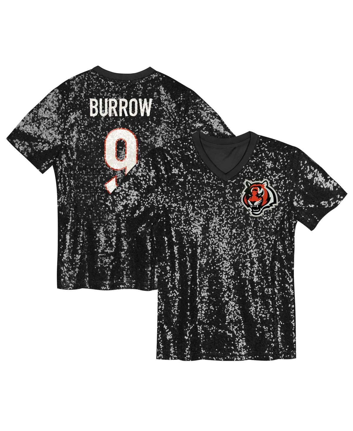 Women's Joe Burrow Black Cincinnati Bengals Player Name Number V-Neck Fashion Jersey - Black