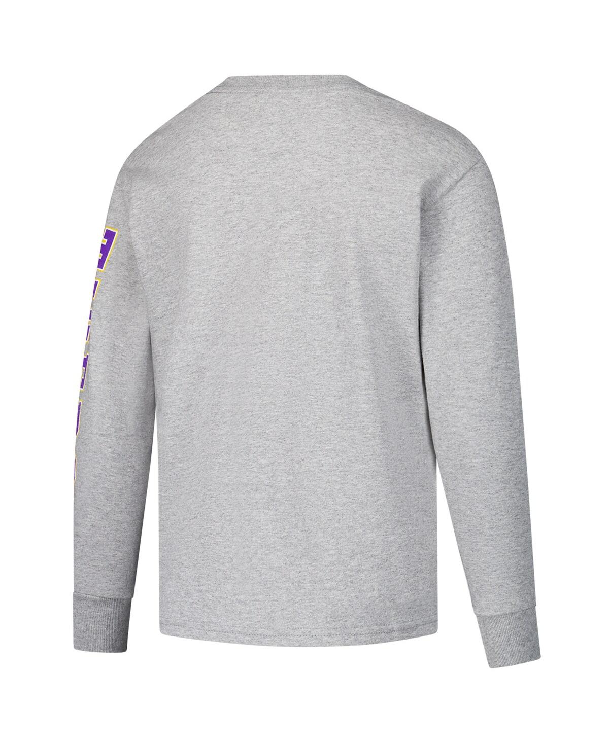 Champion Big Boys And Girls Gray Lsu Tigers Distressed Arch Over Logo Long Sleeve T-shirt In Gray