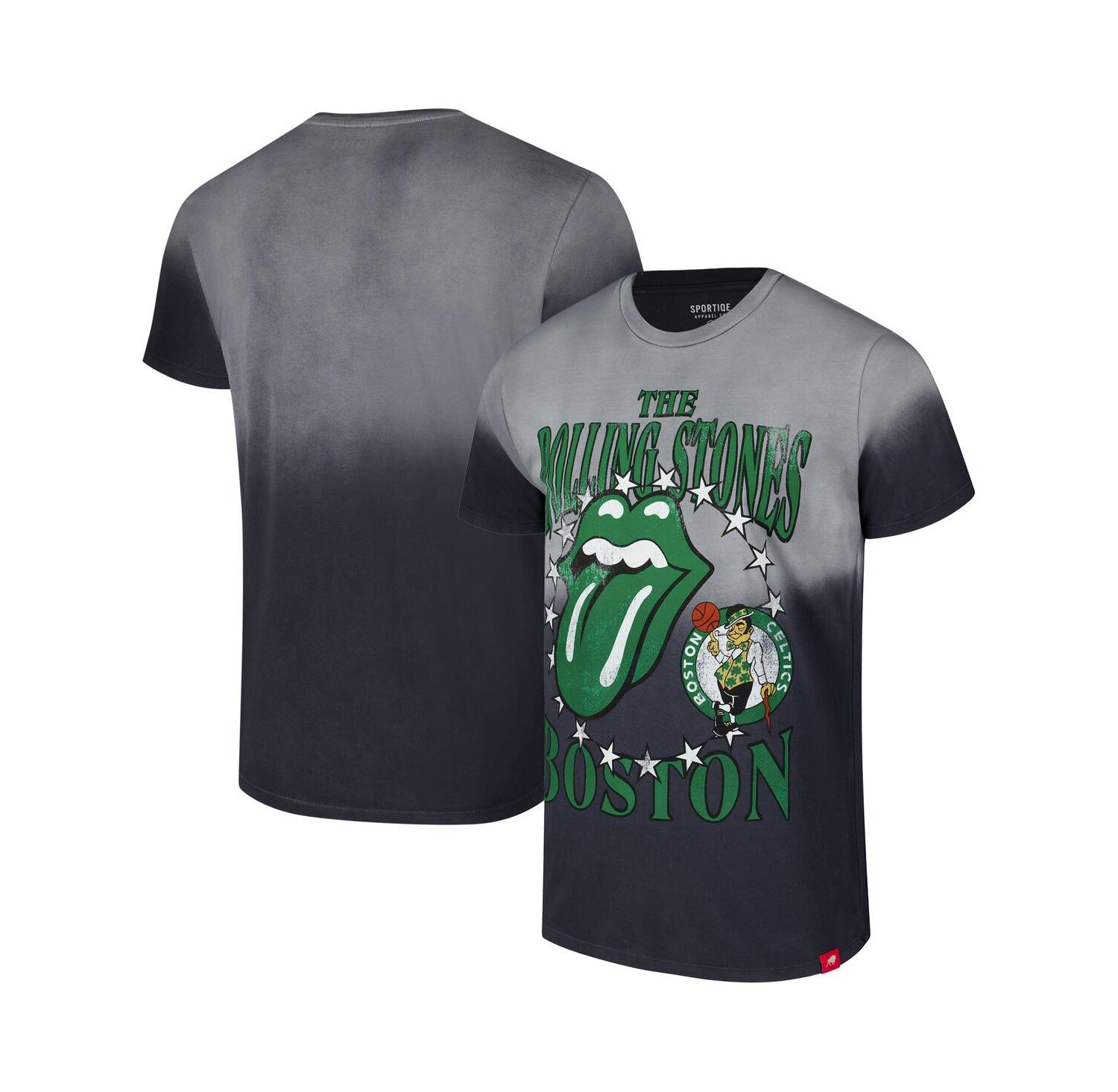 Men's and Women's Gray Rolling Stones x Boston Celtics Bingham Collab T-Shirt