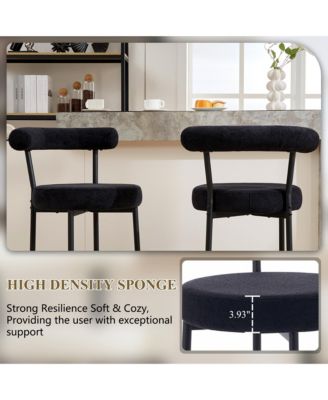 Bar Stools Set of 3, 24 Inches Modern Counter Height Bar Stools with Curved Back Metal Legs, Upholstered Tall Barstools