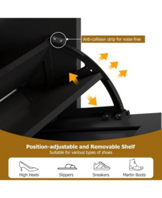 Shoe Cabinet Rattan with 3 Flip Drawers and 4-Tier Shoe Storage Cabinet, Freestanding Shoe Organizer with Adjustable Shelves for Entryway, Closet, Hallway