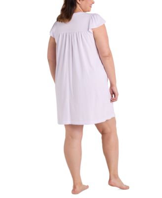 Plus Size Embroidered Short-Sleeve Nightgown