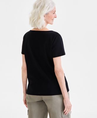 Women's Cotton Square-Neck Short-Sleeve T-Shirt, PXS - 3X, Exclusively at Macy's