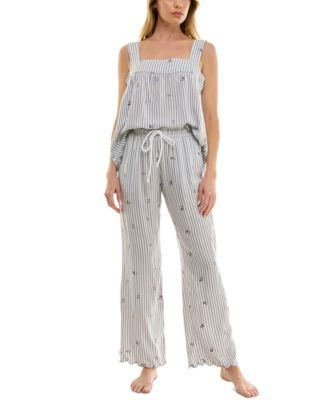 Roudelain - Women's Embroidered Striped Pajama Set