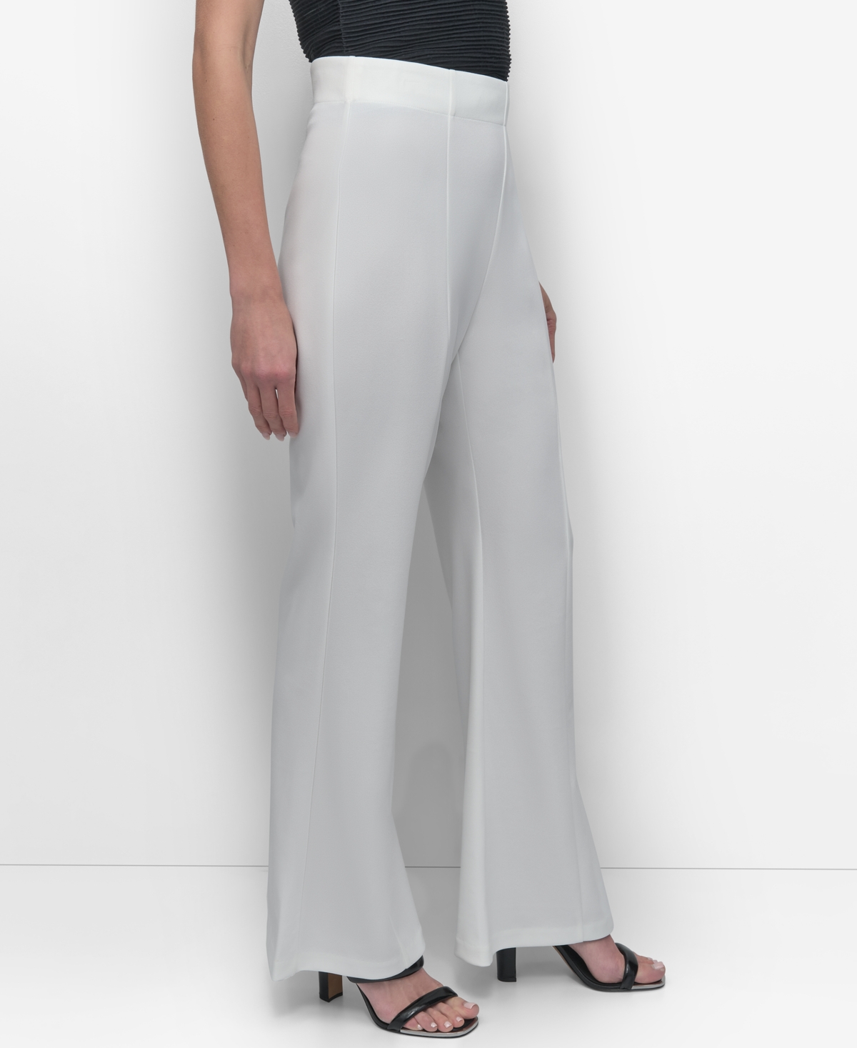 Dkny Women's Front-seam Pull-on Trousers In Ivory