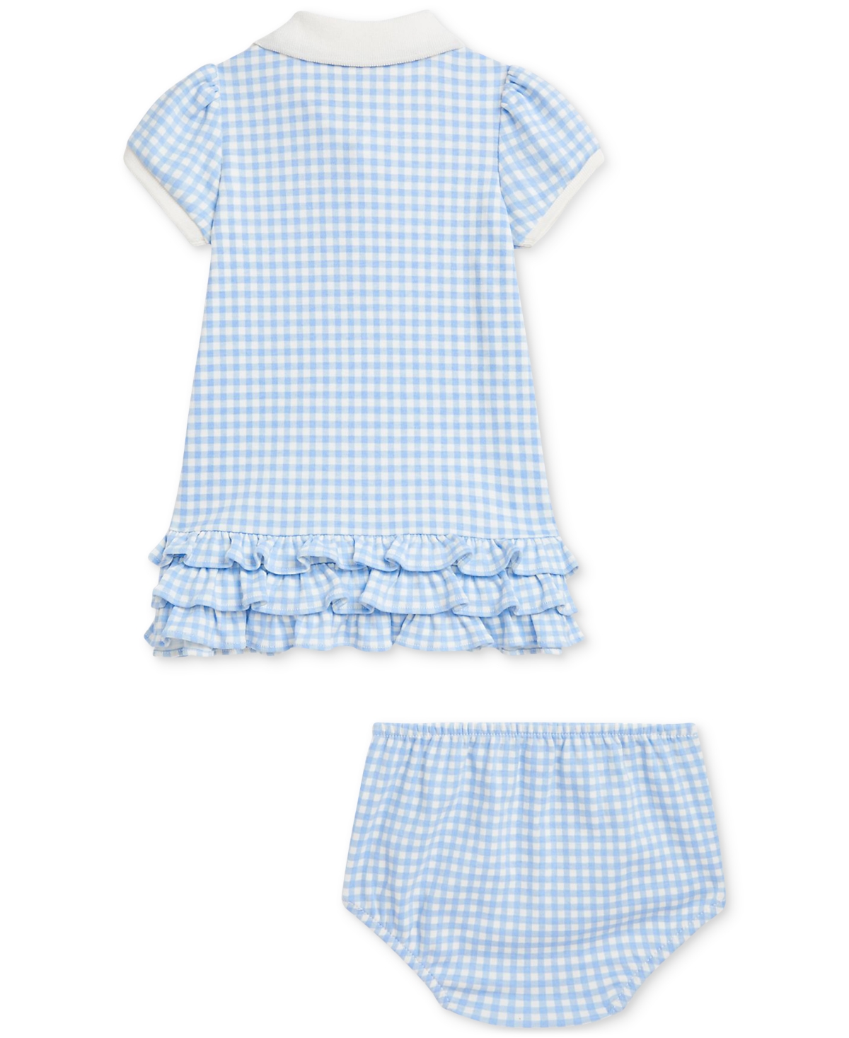 Polo Ralph Lauren Ralph Lauren Cotton Gingham Ruffle Polo Dress & Bloomers In Blue
