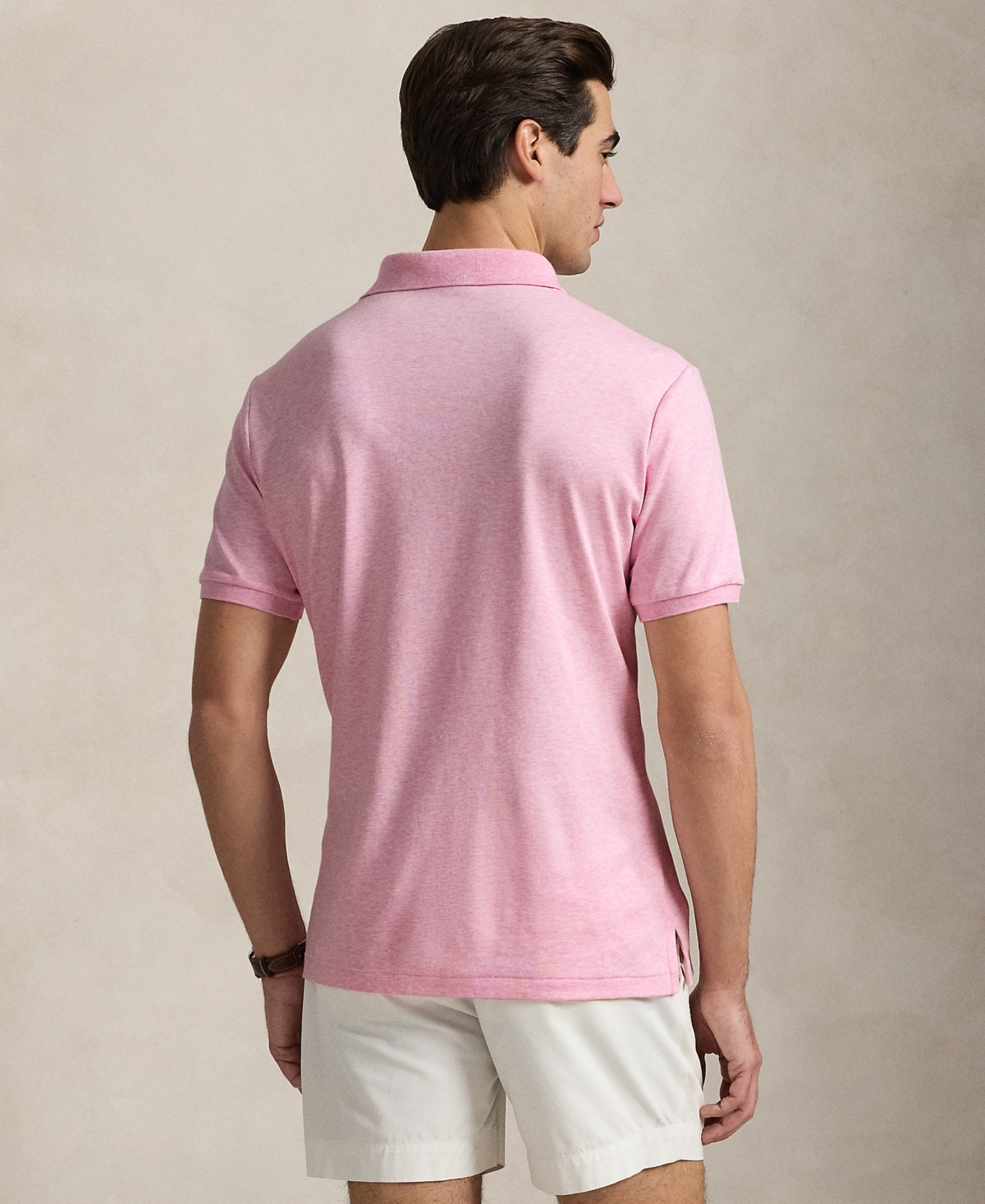 Polo Ralph Lauren Custom Slim Fit Soft Cotton Polo Shirt Man Polo Shirt Pink Size Xxl Cotton In Pink